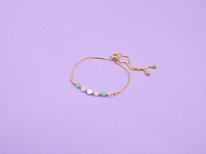 Trans Pride Flag Bracelet | Real Gemstones & 14k Gold Plated