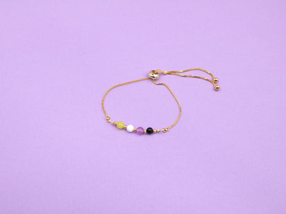 Nonbinary Pride Flag Bracelet | Real Gemstones & 14k Gold Plated