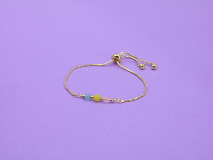 Pansexual Pride Flag Bracelet | Real Gemstones & 14k Gold Plated