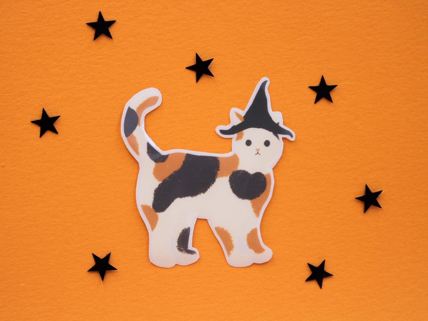 Spooky Fall Vinyl Sticker Set - Calico Witch Kitty, Potions Cauldron & Pumpkins