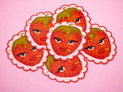 Sexy Stoner Strawberry Vinyl Sticker