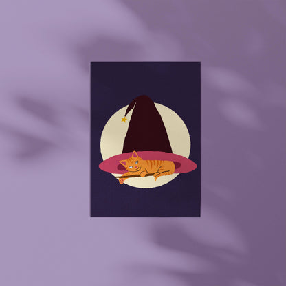 Witchy Kitty A6 Postcard Print
