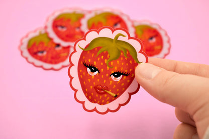 Sexy Stoner Strawberry Vinyl Sticker