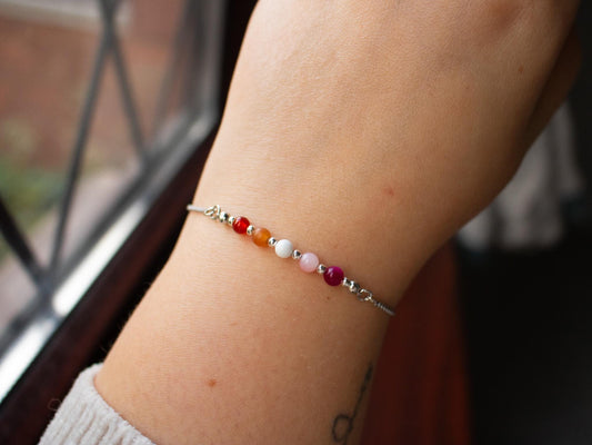 Lesbian Pride Flag Bracelet | Real Gemstones & Stainless Steel