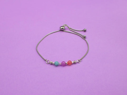 Bisexual Pride Flag Bracelet | Real Gemstones & Stainless Steel