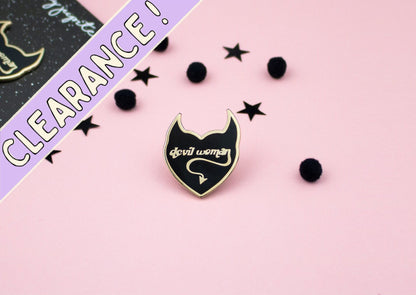 Devil Woman Enamel Pin - Black