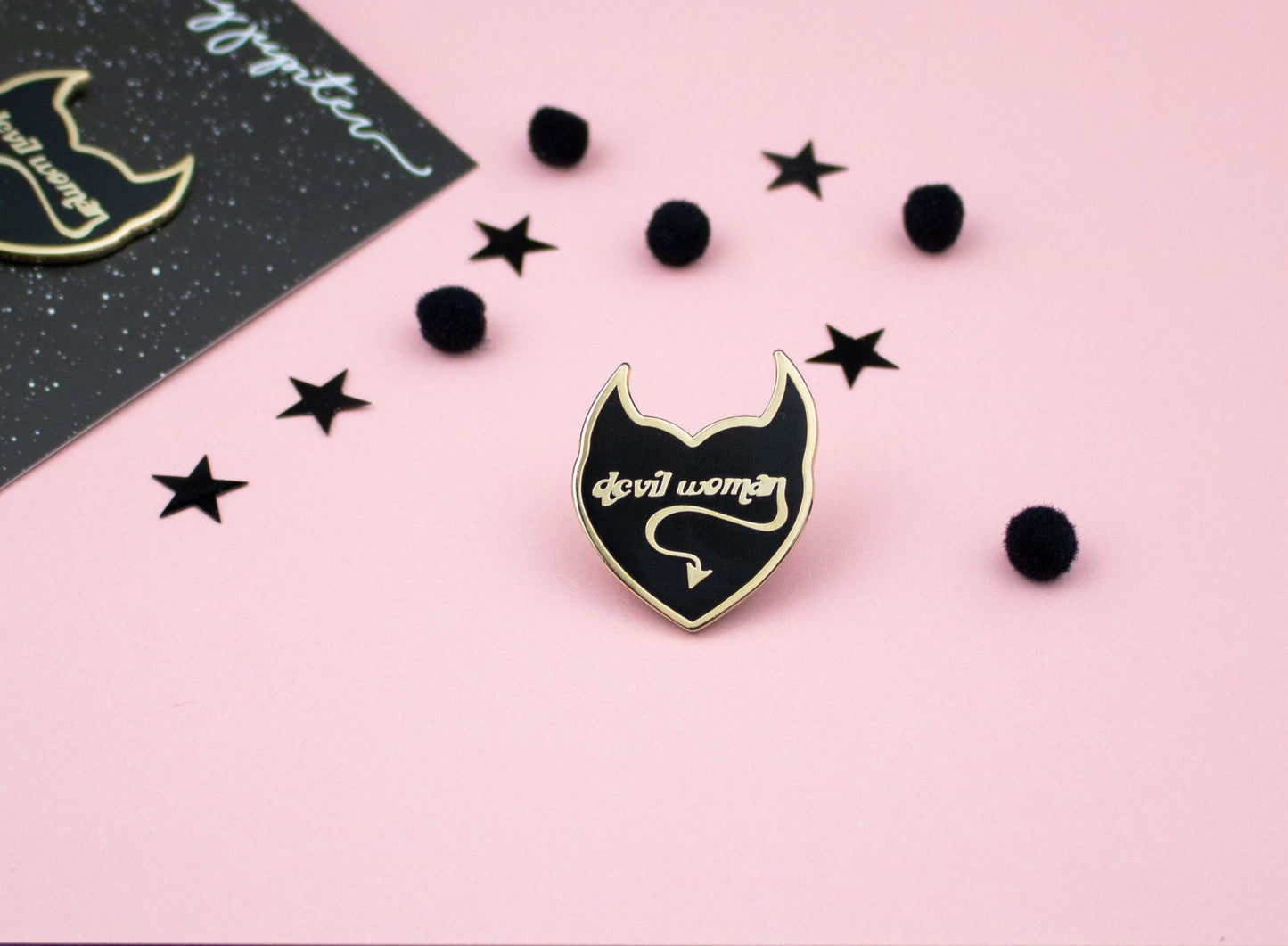 Devil Woman Enamel Pin - Black