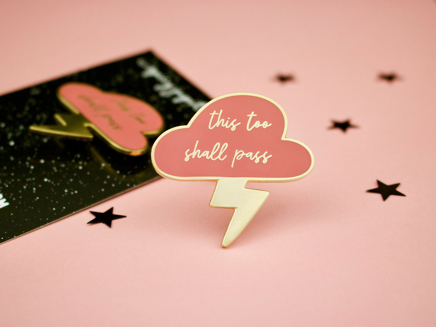 This Too Shall Pass Thundercloud Pin - Pink